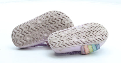 Preworn Girls Purple Striped Patent Leather Slider Sandal UK 5 23