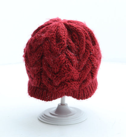 George Girls Red Acrylic Beanie Size S - Size 6-12 months