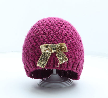 Preworn Girls Pink Acrylic Beanie One Size