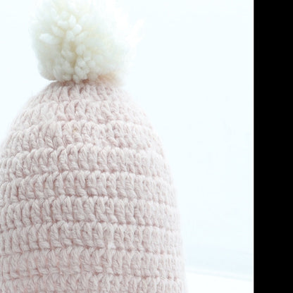 Preworn Girls Pink Acrylic Bobble Hat One Size