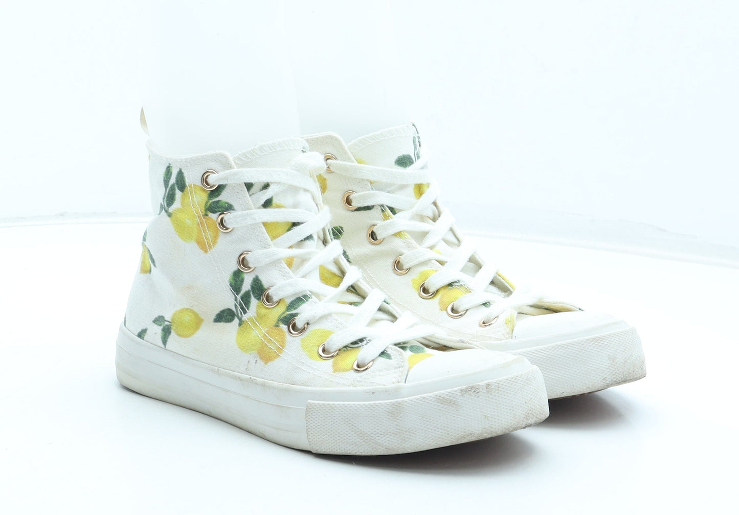Primark Womens Multicoloured Geometric Polyester Trainer UK - Lemon Pattern