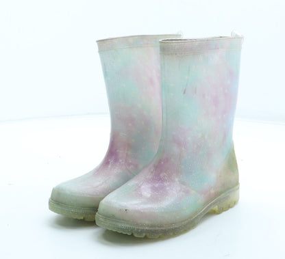 F&F Girls Multicoloured Tie Dye Rubber Wellies Boot UK 11