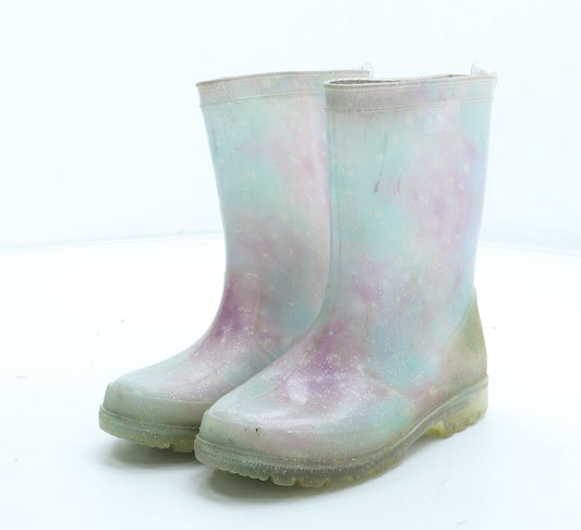 F&F Girls Multicoloured Tie Dye Rubber Wellies Boot UK 11