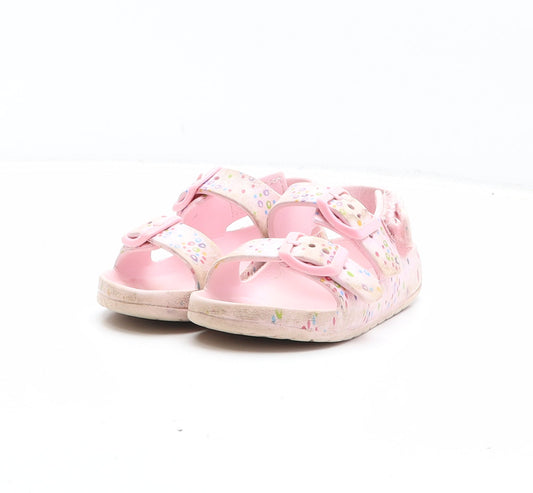 Preworn Girls Pink Geometric Synthetic Fisherman Sandal UK 6