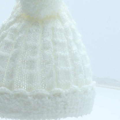 Preworn Girls White Acrylic Bobble Hat One Size