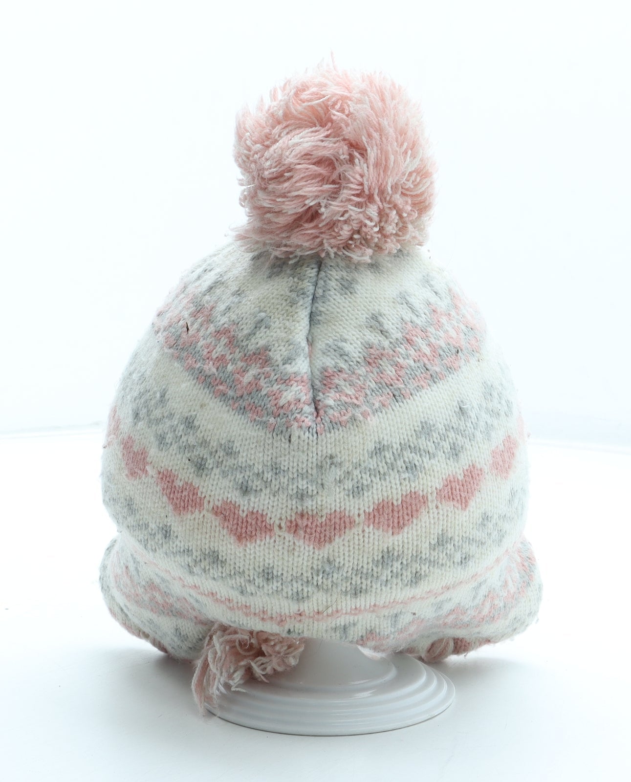 Primark Girls Multicoloured Fair Isle Acrylic Bobble Hat Size S