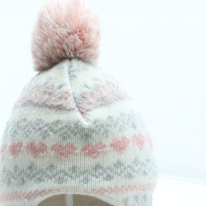 Primark Girls Multicoloured Fair Isle Acrylic Bobble Hat Size S