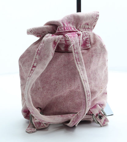 Preworn Girls Pink Geometric Polyester Backpack Size Medium Buckle