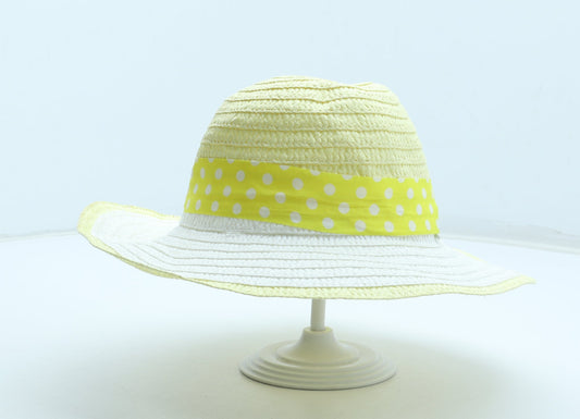 Preworn Girls Yellow Polka Dot Paper Sun Hat Size S