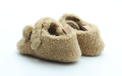 NEXT Girls Brown Polyester Slip On Slipper UK 6-12 Months - Bear