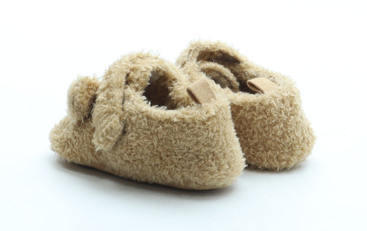 NEXT Girls Brown Polyester Slip On Slipper UK 6-12 Months - Bear