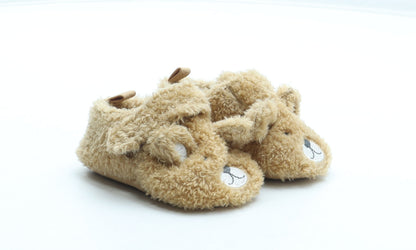 NEXT Girls Brown Polyester Slip On Slipper UK 6-12 Months - Bear