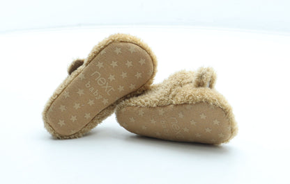 NEXT Girls Brown Polyester Slip On Slipper UK 6-12 Months - Bear