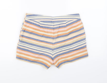 Papaya Womens Beige Striped  Hot Pants Shorts Size 10
