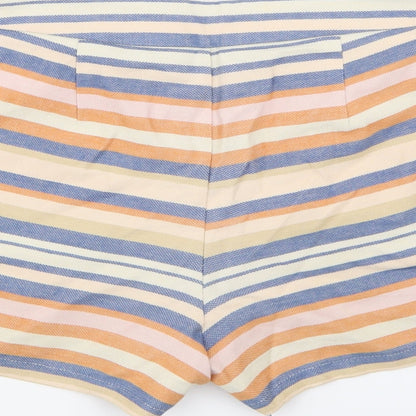 Papaya Womens Beige Striped  Hot Pants Shorts Size 10