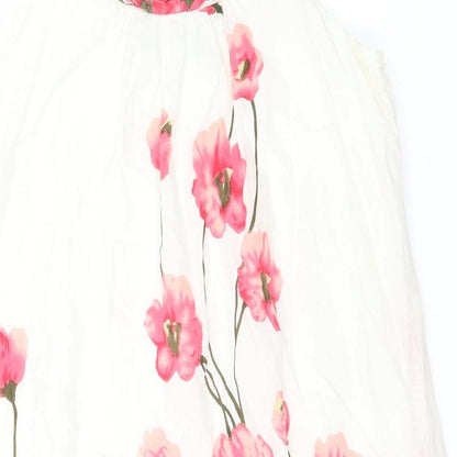 AX Womens White Floral  Basic Blouse Size 10