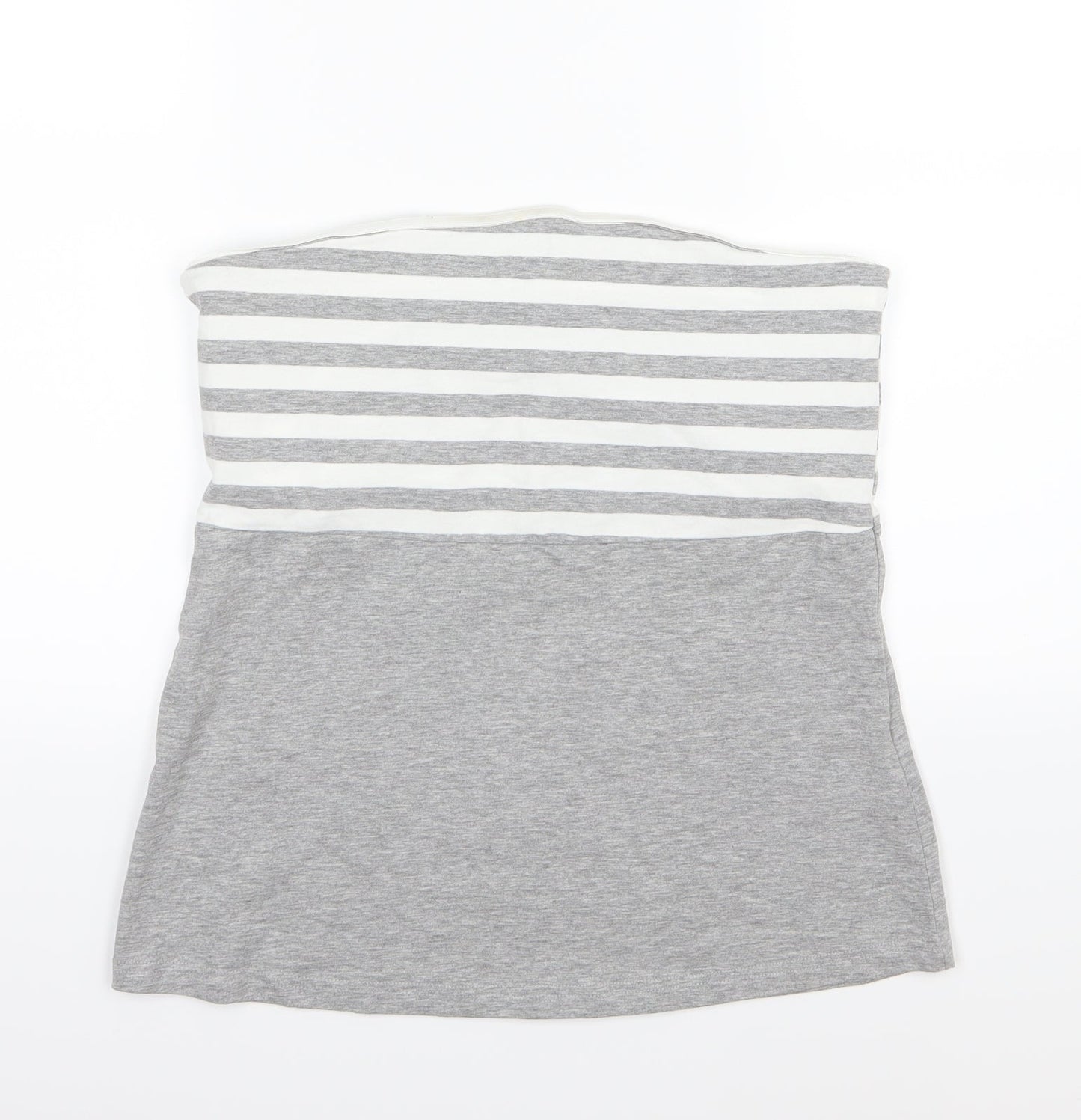 ESMARA Womens Grey Striped Jersey Basic T-Shirt Size L