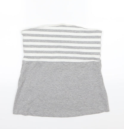ESMARA Womens Grey Striped Jersey Basic T-Shirt Size L