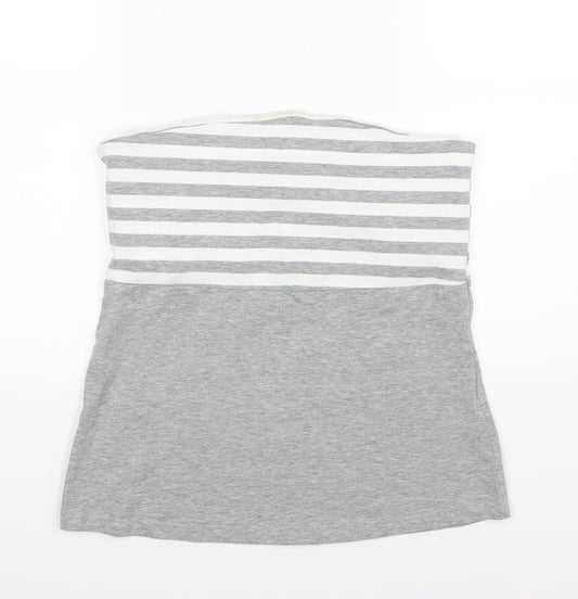 ESMARA Womens Grey Striped Jersey Basic T-Shirt Size L