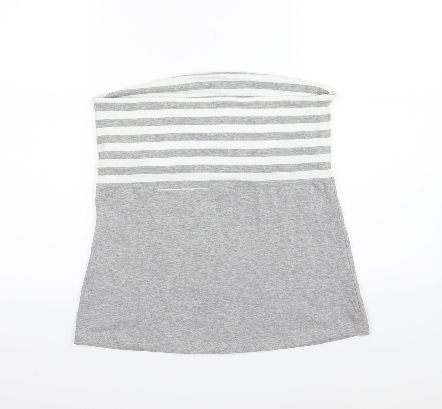 ESMARA Womens Grey Striped Jersey Basic T-Shirt Size L