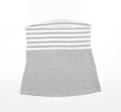 ESMARA Womens Grey Striped Jersey Basic T-Shirt Size L