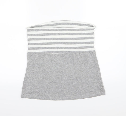 ESMARA Womens Grey Striped Jersey Basic T-Shirt Size L