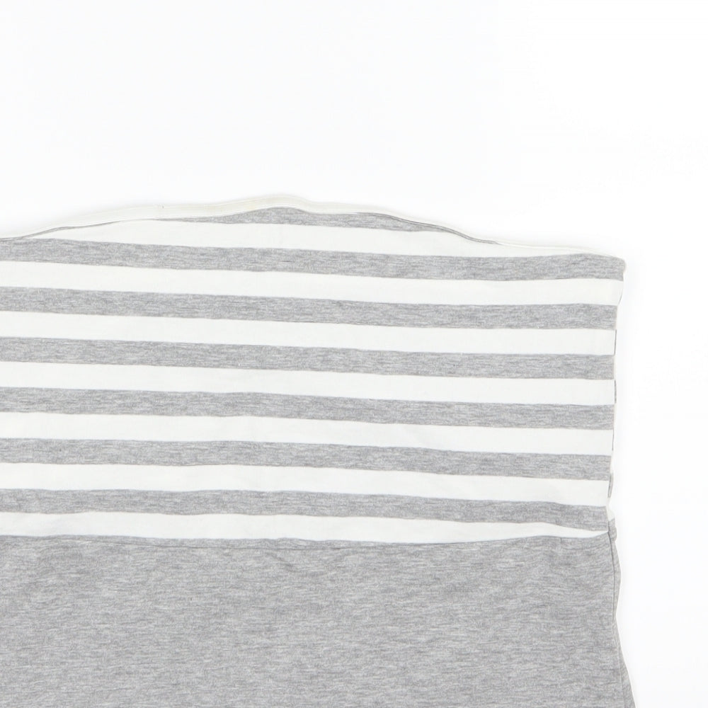 ESMARA Womens Grey Striped Jersey Basic T-Shirt Size L