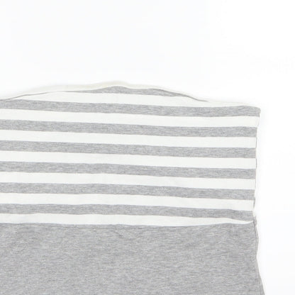 ESMARA Womens Grey Striped Jersey Basic T-Shirt Size L