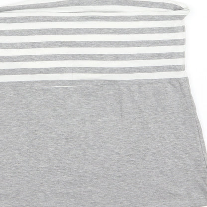 ESMARA Womens Grey Striped Jersey Basic T-Shirt Size L