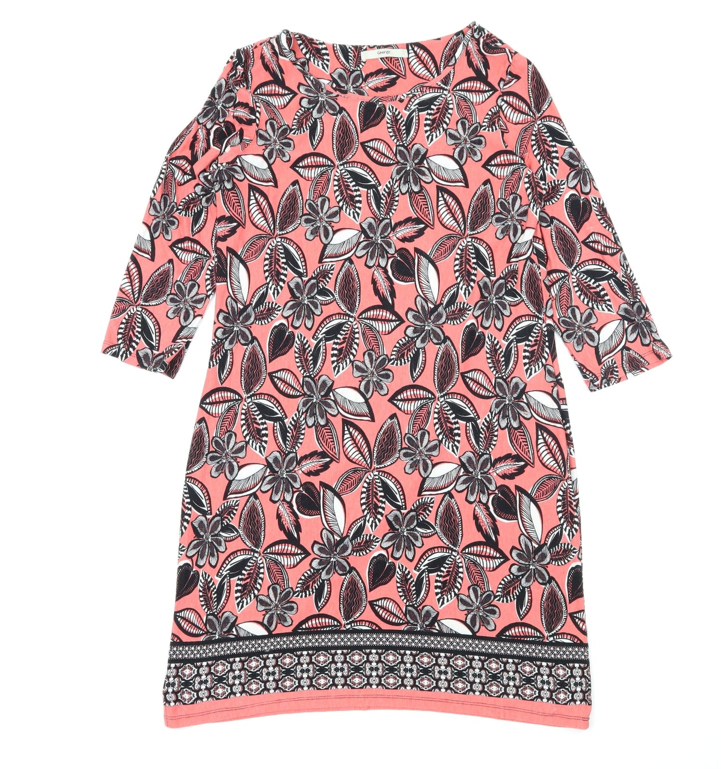 George Womens Pink Floral Jersey A-Line  Size 12