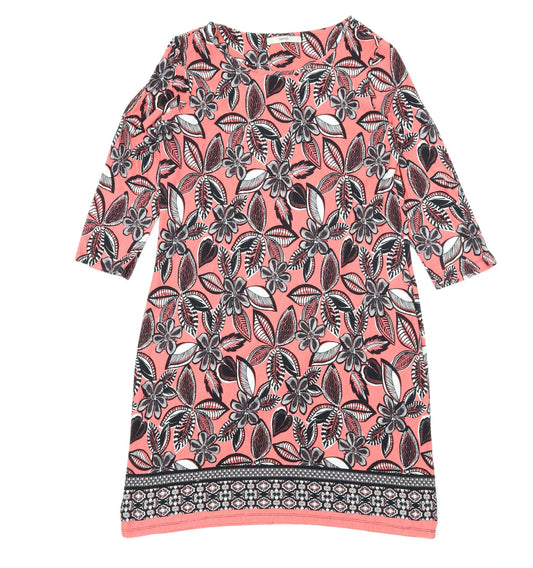 George Womens Pink Floral Jersey A-Line  Size 12