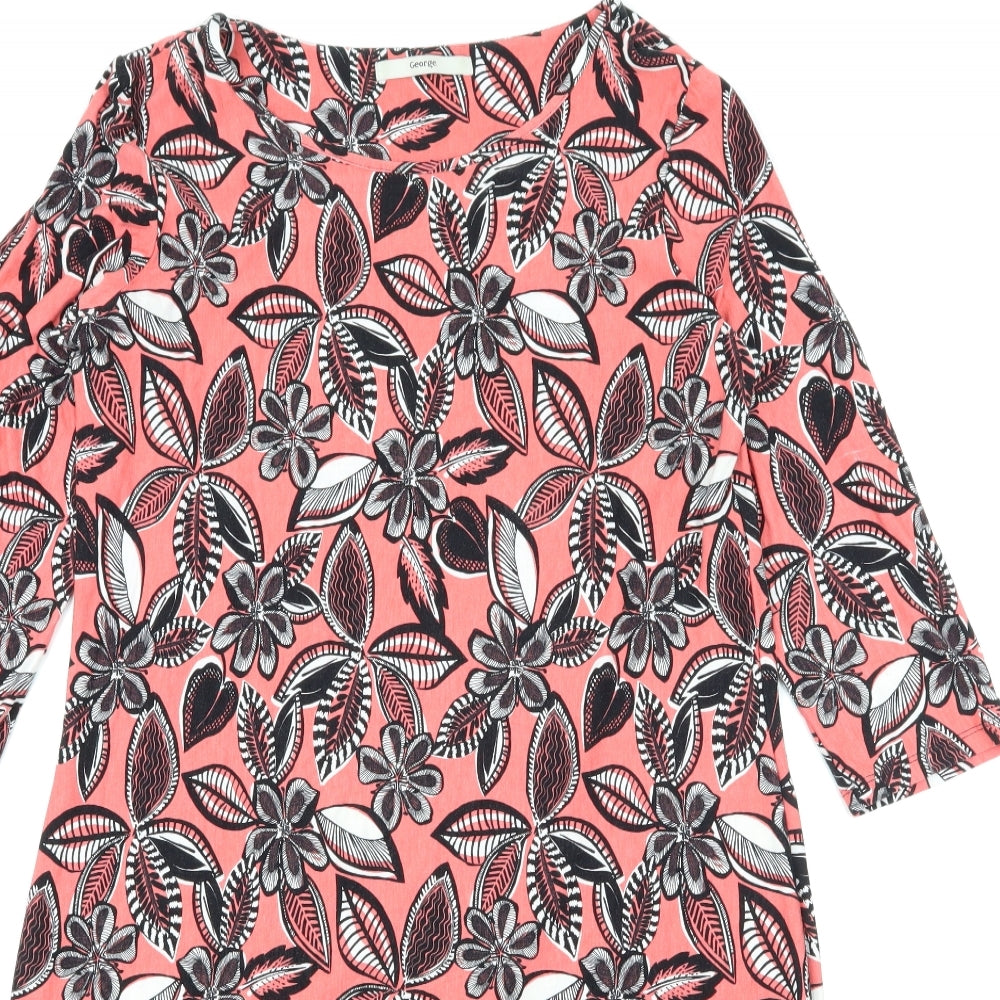 George Womens Pink Floral Jersey A-Line  Size 12
