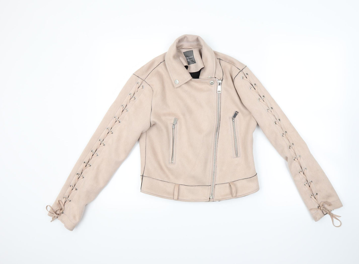 Primark Womens Beige   Biker Coat Size 8