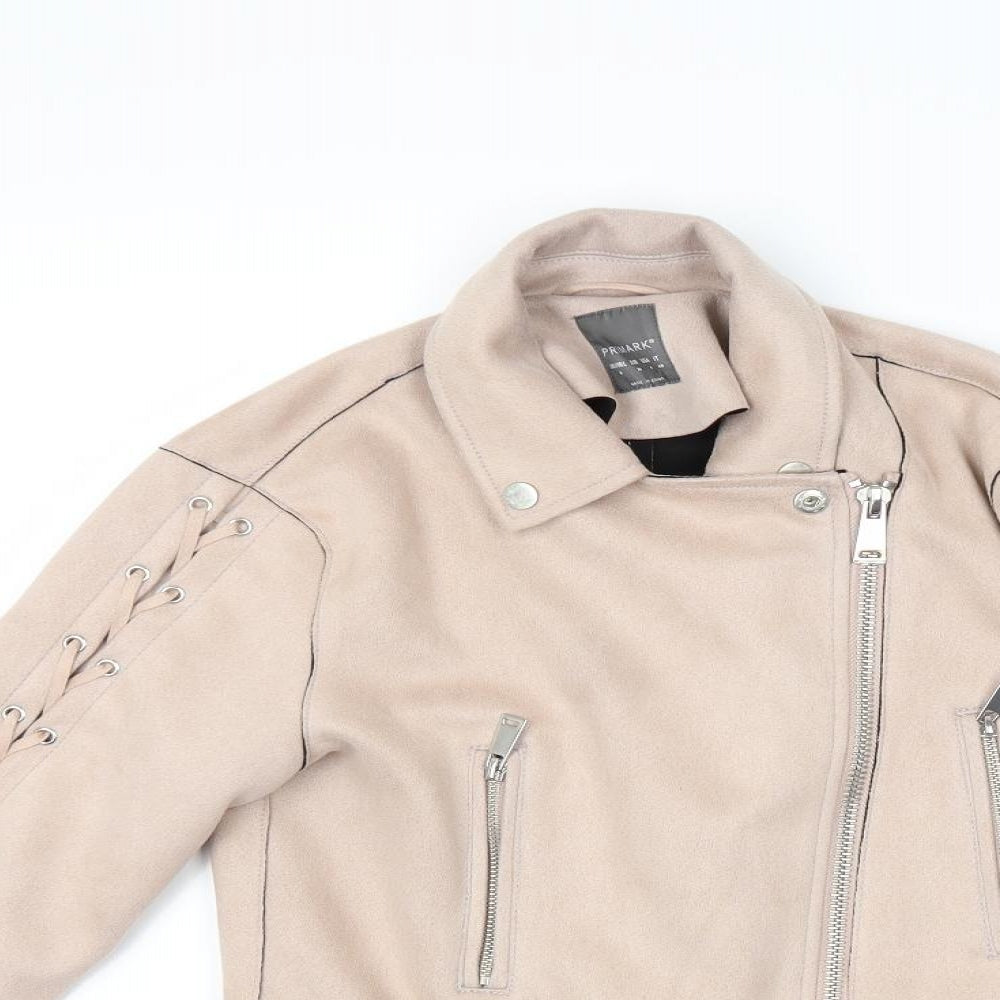 Primark Womens Beige   Biker Coat Size 8