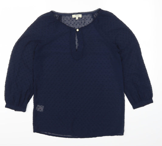Papaya Womens Blue Polka Dot  Basic Blouse Size 10