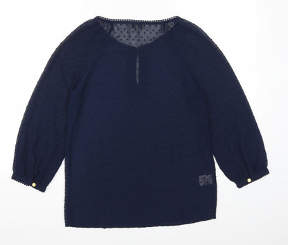 Papaya Womens Blue Polka Dot  Basic Blouse Size 10