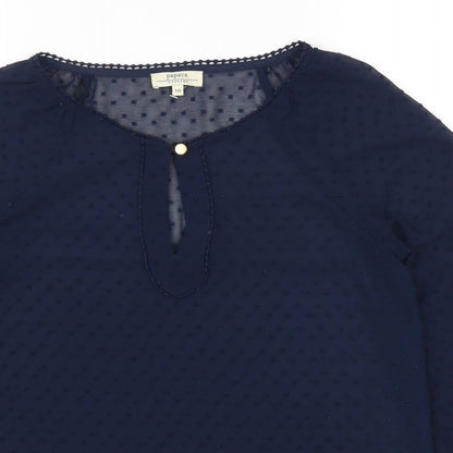 Papaya Womens Blue Polka Dot  Basic Blouse Size 10