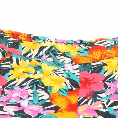 H&M Womens Black Floral  Hot Pants Shorts Size 4