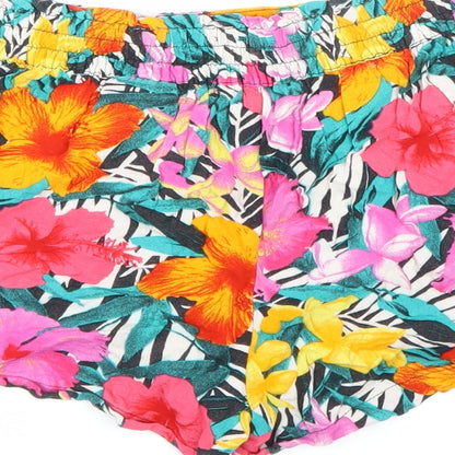 H&M Womens Black Floral  Hot Pants Shorts Size 4