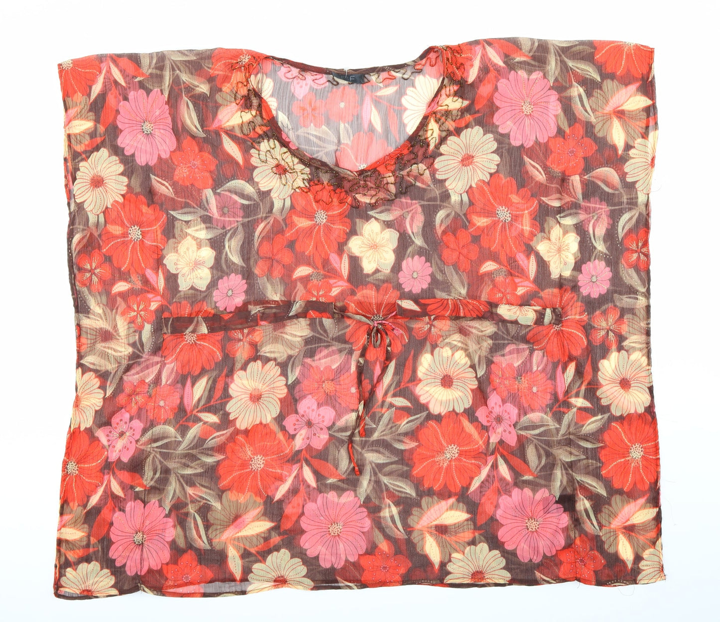 F&F Womens Red Floral  Basic Blouse Size S