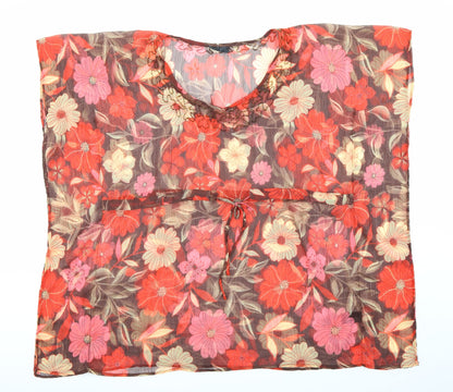 F&F Womens Red Floral  Basic Blouse Size S