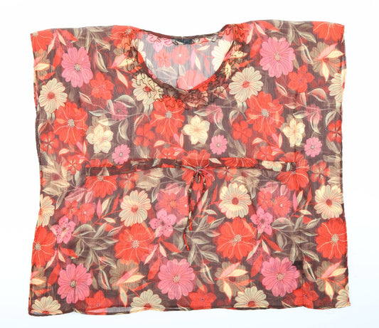F&F Womens Red Floral  Basic Blouse Size S