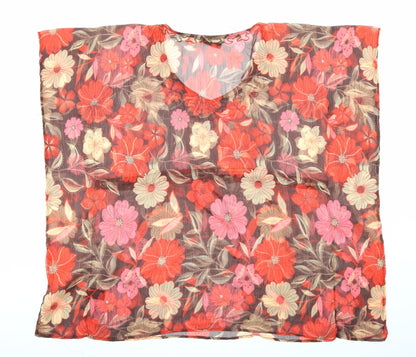 F&F Womens Red Floral  Basic Blouse Size S