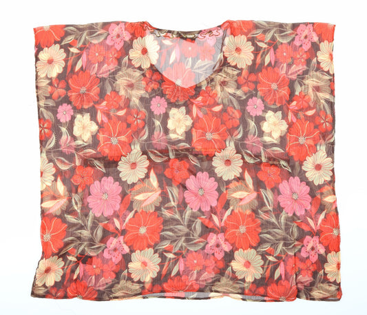 F&F Womens Red Floral  Basic Blouse Size S