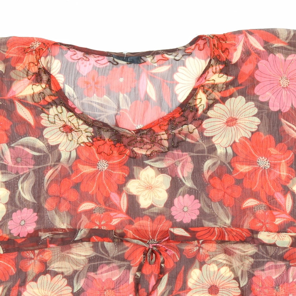 F&F Womens Red Floral  Basic Blouse Size S