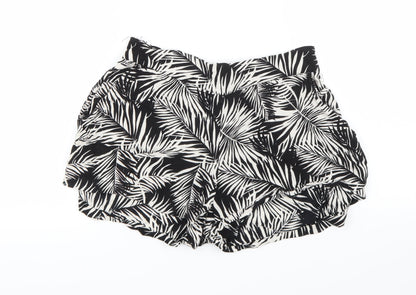 H&M Womens Black Floral  Hot Pants Shorts Size 4