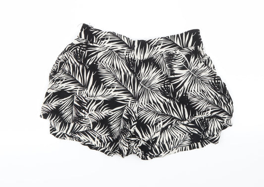 H&M Womens Black Floral  Hot Pants Shorts Size 4
