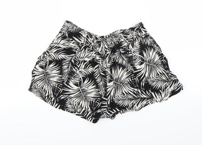 H&M Womens Black Floral  Hot Pants Shorts Size 4