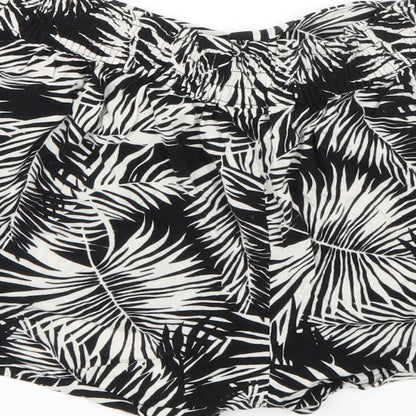 H&M Womens Black Floral  Hot Pants Shorts Size 4