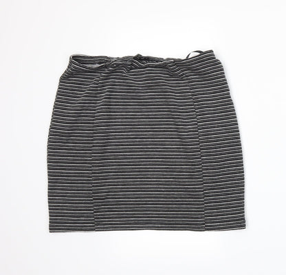 Papaya Womens Grey Striped  A-Line Skirt Size 14